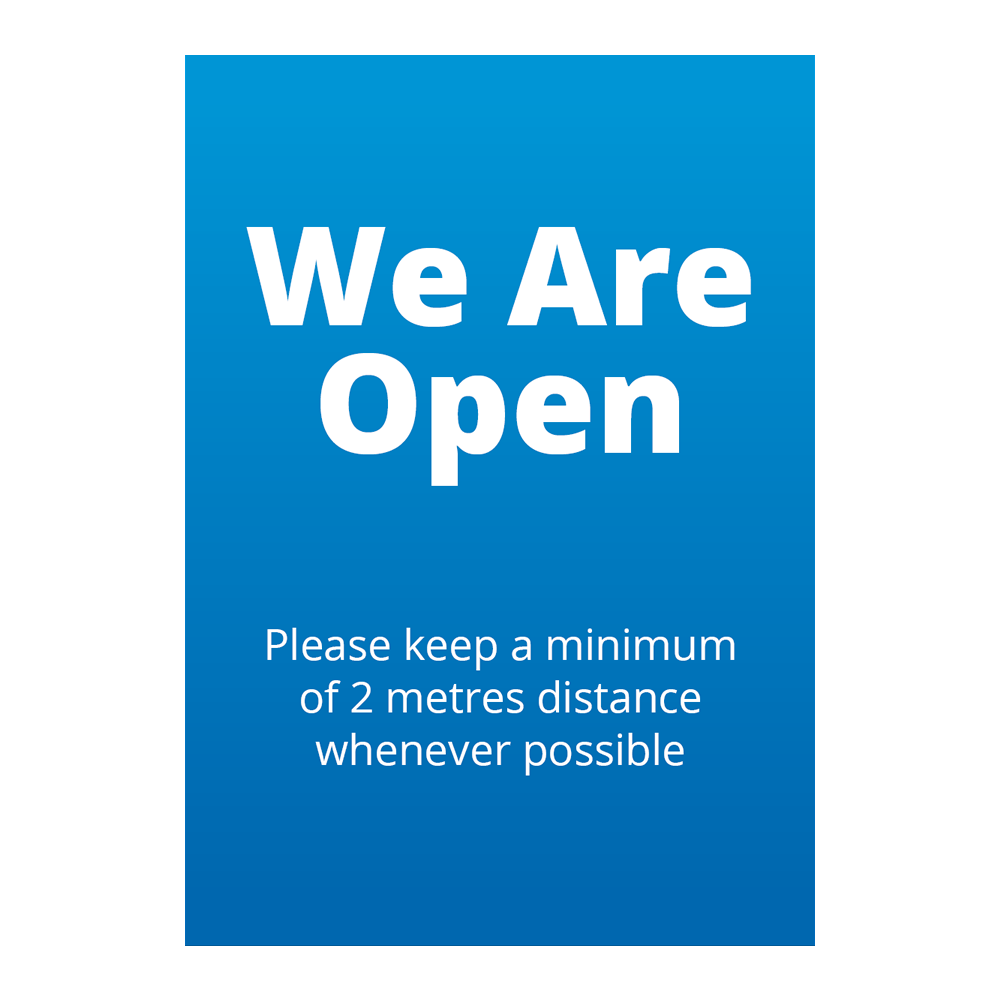 Covid 19 We Are Open Sign from Ponteland Print