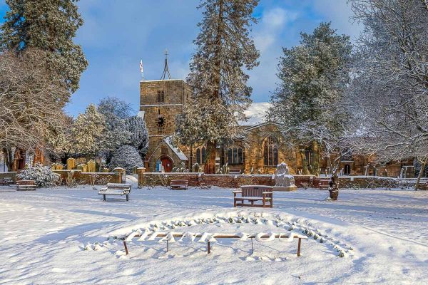 St. Mary's and Ponteland Village Green in the Snow-4464 Print and Canvas