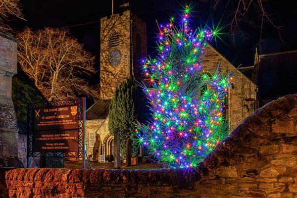 Corbridge Christmas Tree and St Andrews Church Christmas Card-8858X