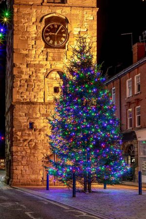 Morpeth Christmas Tree & Clock Tower Christmas Card-8708